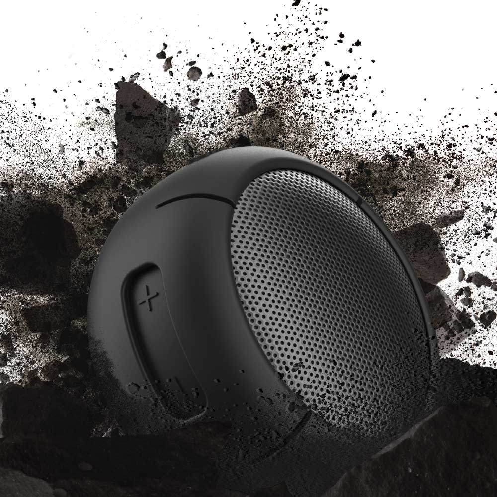 Speaqua Shell Cover H2.0 Cruiser in Manta Ray Black shown with dramatic rock explosion effect