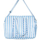 Blue Stripe Ruffle Weekender