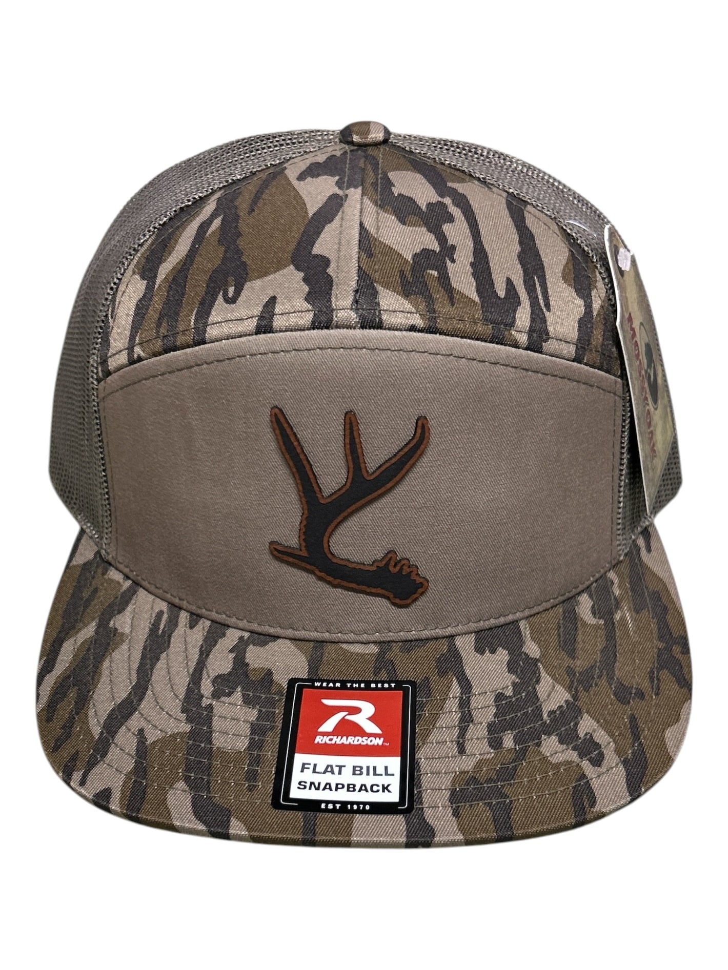 Mossy Oak Bottomland Deer Antler 7-Panel Trucker Flat Bill Hat