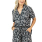 Black Bow Print Pajama Shorts Set