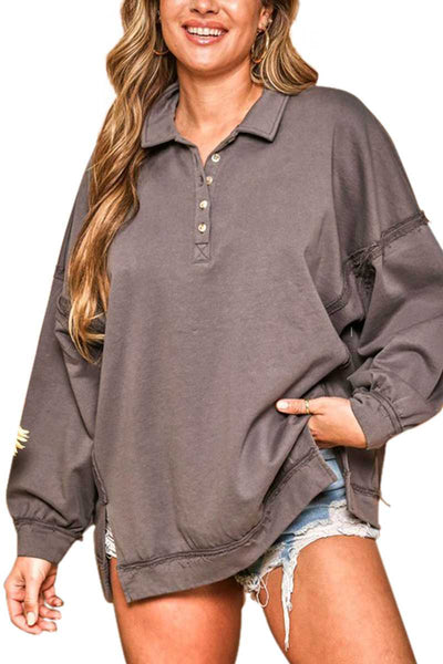 Loose Fit Henley Knit Top