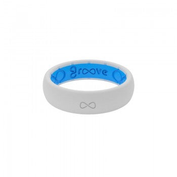 Thin White/Blue Silicone Ring - WHT/BLUE